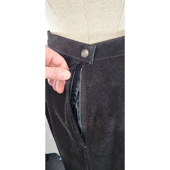 NWT Vintage Comint Black Suede Leather Skirt Size 9/10 - Picture 10 of 12